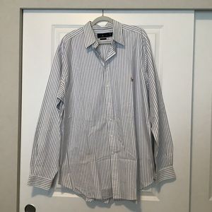 MENS Ralph Lauren Blue and White Striped Button Up Shirt (size XLT)